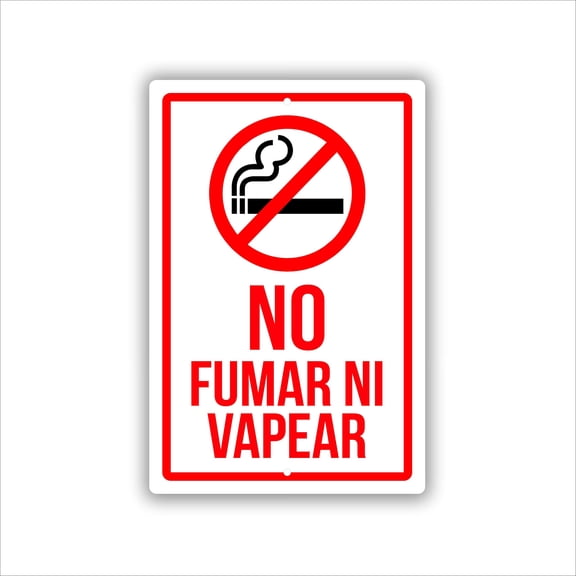 No Fumar Ni Vapear (No Smoking Or Vaping) Mountable Aluminum Sign 8x12