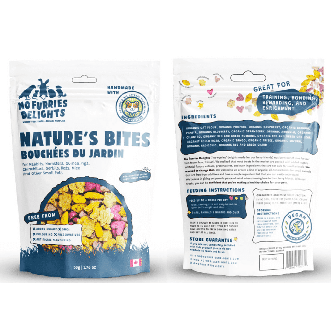 No Furries Delights Nature's Bites Assorted Fruit & Vegetable Small Animal Treat Variety Pack, 50g