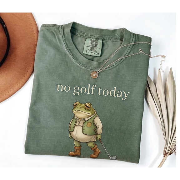 No Golf Today Frog Shirt, Golf Shirt, Vintage Watercolor Frog Tee, Golf Humor Gift, Comfort Colors Unisex Cotton T-Shirt Size S-3XL