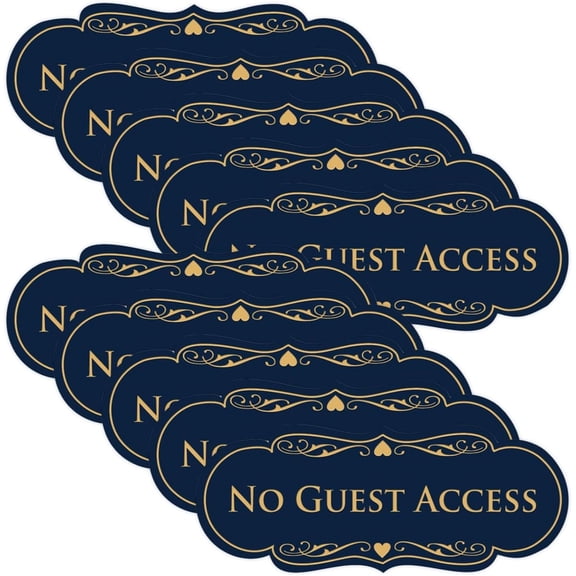 No Guest Access Wall or Door Sign - Blue/Gold - Small (10 Pack)