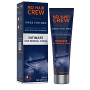 No Hair Crew Intimate/Private At Home Hair Removal Cream for Men - Painless, Flawless, Soothing Depilatory for Unwanted Coarse Male Body Hair, 100ml