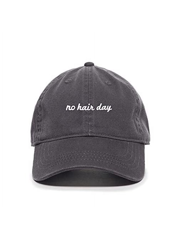 No Hair Day Baseball Cap Embroidered Cotton Adjustable Dad Hat Charcoal