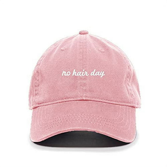 No Hair Day Baseball Cap Embroidered Cotton Adjustable Dad Hat Light Pink