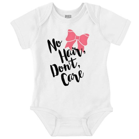 No Hair Don't Care Bald Adorable Bodysuit Jumper Girls Infant Baby Brisco Brands NB