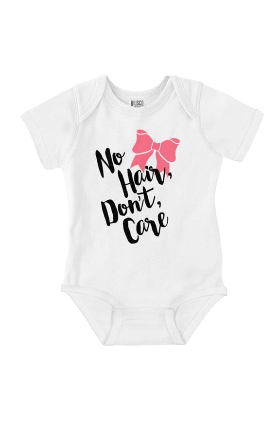 No Hair Don't Care Bald Adorable Bodysuit Jumper Girls Infant Baby Brisco Brands NB