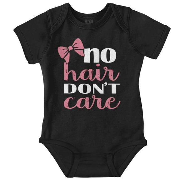 No Hair Don't Care Bald Adorable Bow Bodysuit Jumper Girls Infant Baby Brisco Brands 12M