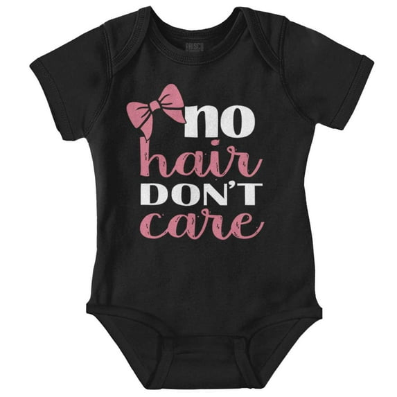 No Hair Don't Care Bald Adorable Bow Bodysuit Jumper Girls Infant Baby Brisco Brands 12M