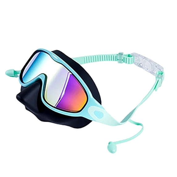 No Hair Pulling Swim Goggles Anti Fog Swimming Mask With Nose Cover Shatterproof Swim Glasses For Water Sports(Green-16.4Cm)