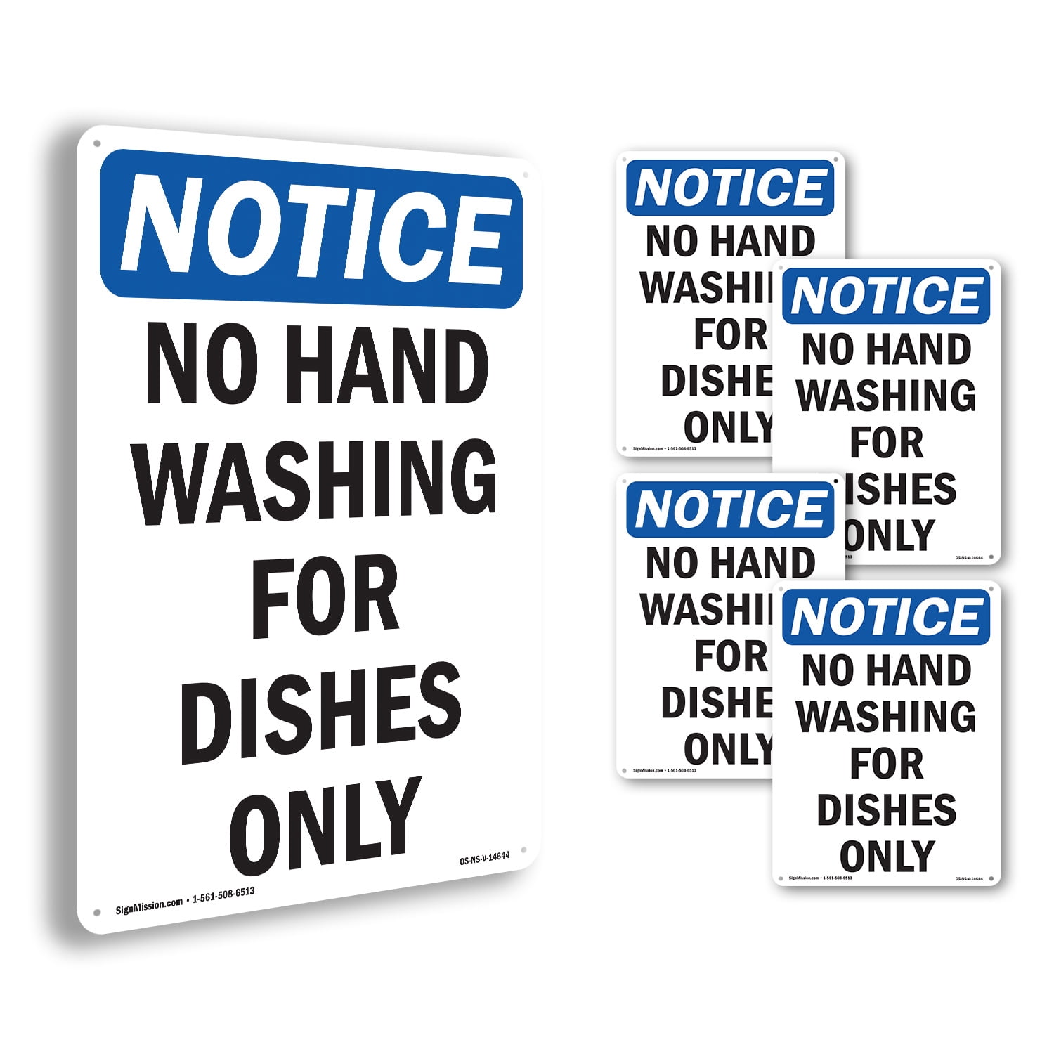 No Hand Washing For Dishes Only OSHA Notice Rigid Plastic Sign 18 Inch ...