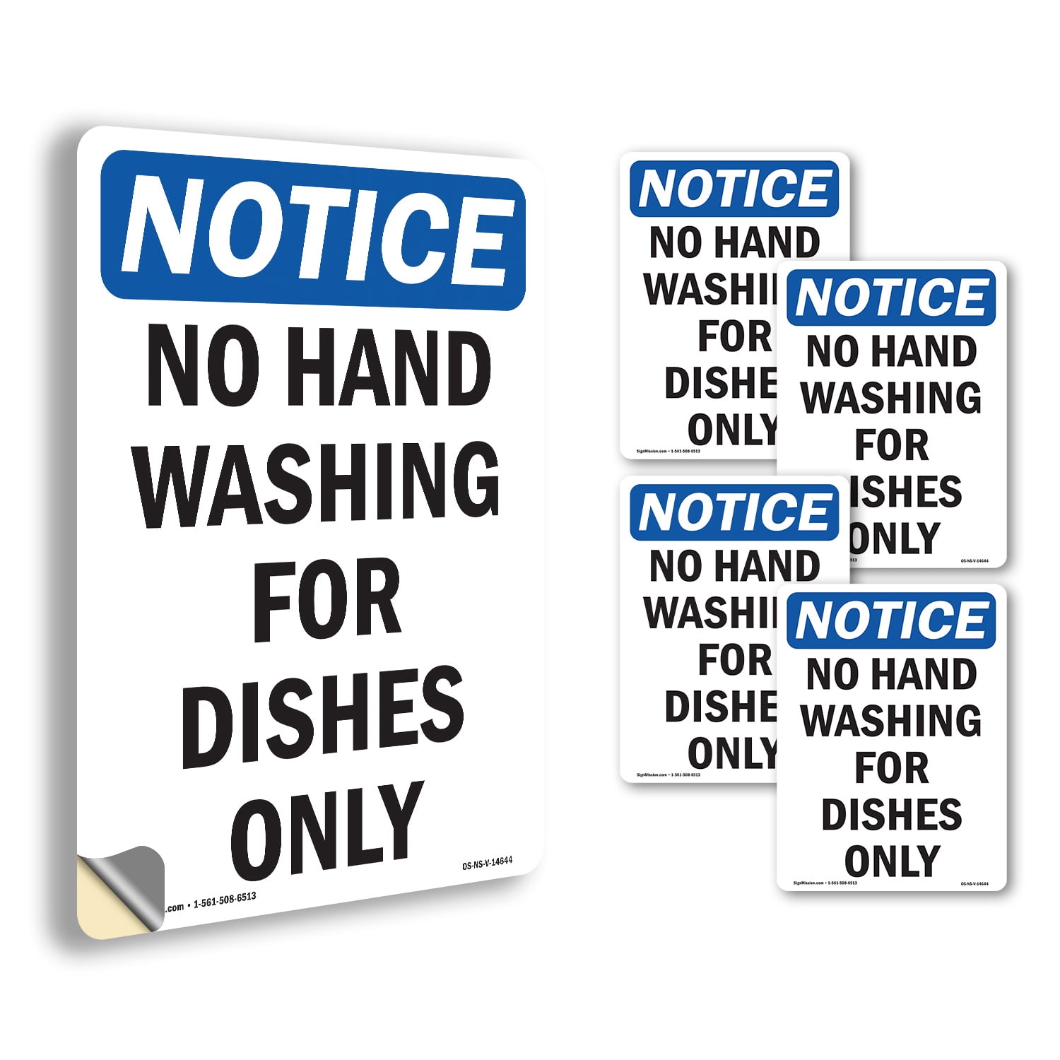 No Hand Washing For Dishes Only OSHA Notice Vinyl Decal Label 10 Inch x ...