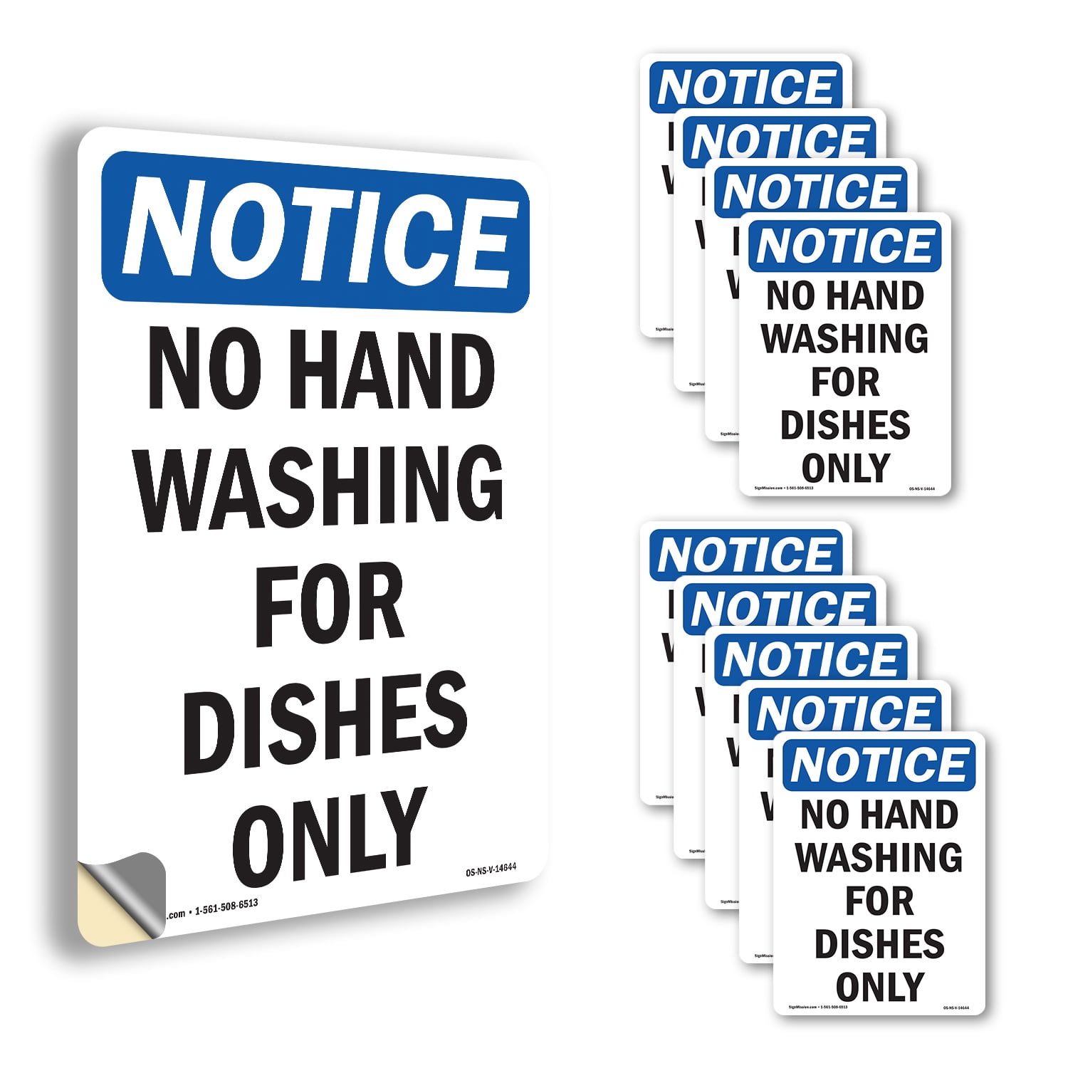 No Hand Washing For Dishes Only OSHA Notice Vinyl Decal Label 18 Inch x ...
