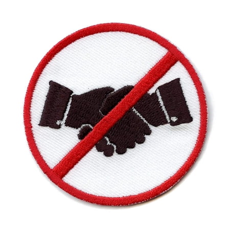 No Handshakes Allowed Social Distancing Logo Embroidered Iron On Patch