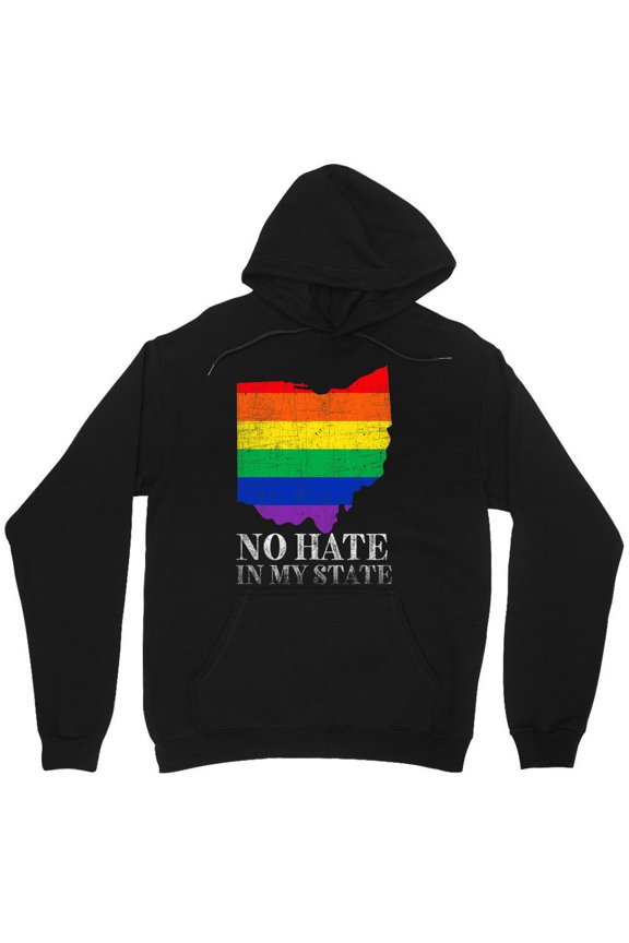 No Hate In My State Ohio Strong Graphic LGBTQ+ Pride Rainbow Awareness M3607 Unisex Hoodie, Up to Size 5XL