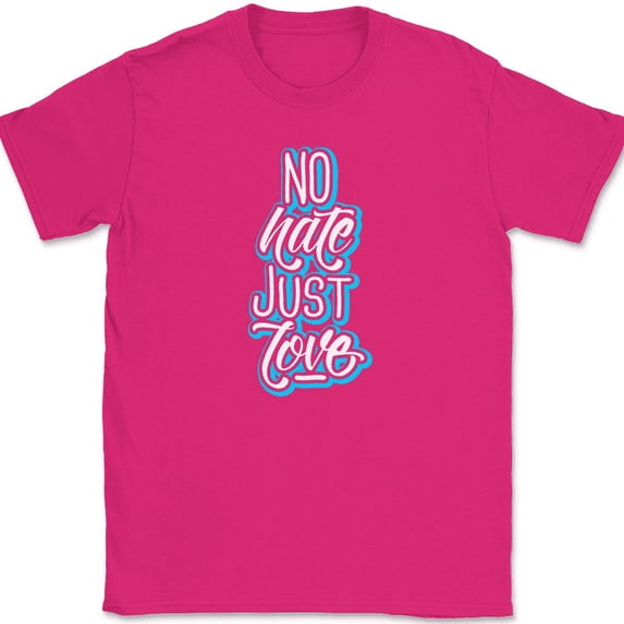 No Hate Just Love T-Shirt Motivational Doer Achieve Greatness Peace Tee - Pink, 4XL