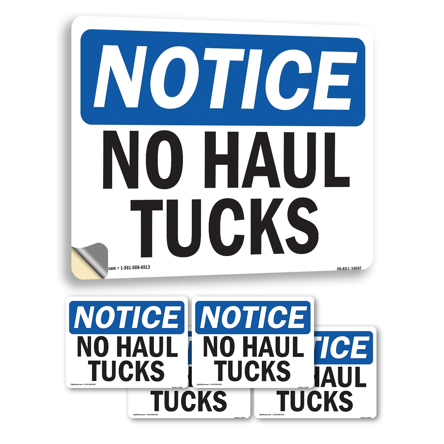 No Haul Trucks OSHA Notice Vinyl Decal Label 14 Inch x 10 Inch - 5 Pack ...