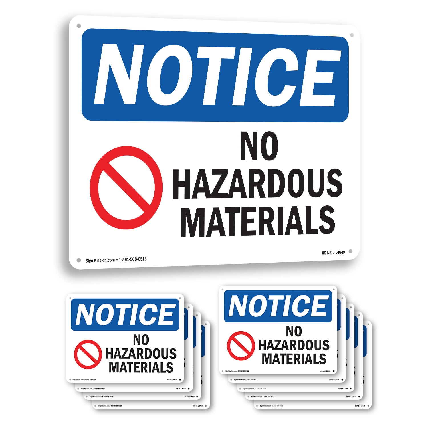No Hazardous Materials OSHA Notice Rigid Plastic Sign 24 Inch x 18 Inch ...