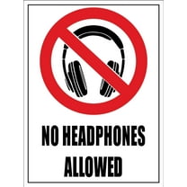 No Headphone Allowed Sign Metal Tin Sign 8x12 Inches Caution Danger Safety Security Warning Notice Signs