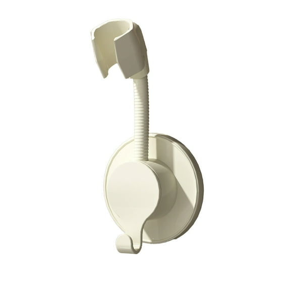 No-Hole Adjustable Showerhead Bracket - 360-Degree Rotatable Shower Holder with Hook for Towels and Bath Accessories, Waterproof Adhesive Installation