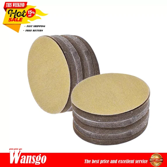 No-Hole Sand Paper 5 Inch Hook Loop Pads Sanding Disc Flocking 80 Grit 100 Pack