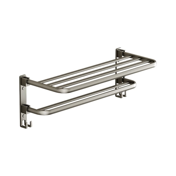 No Hole Wall Mounted Aluminum Bathroom Shelf With Adhesive And Studs Multi Layer Storage Rack For Shower Toilet Balcony 1Pc 15.74X8.46X6.9In