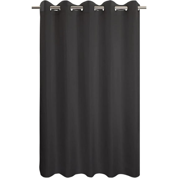 No Hook Black Shower Curtain Microfiber Waterproof - Soft Fabric Shower Curtain or Liner Washable, Hotel Cloth Shower Curtain, Black, 71x74