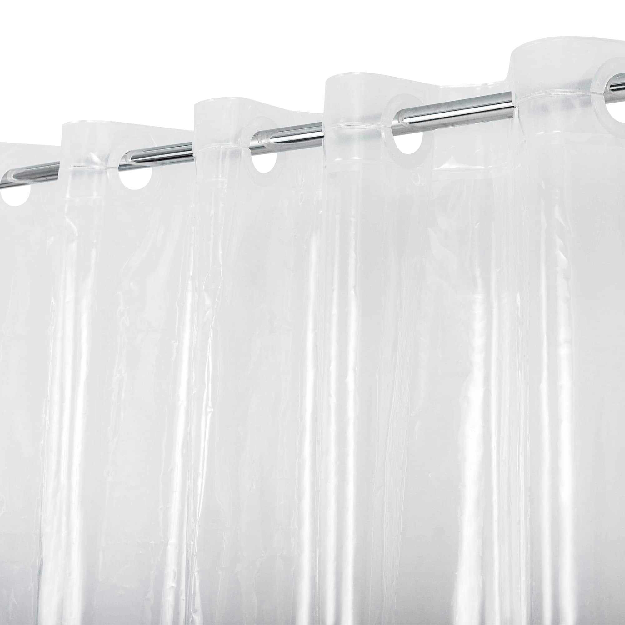 No Hook Peva Shower Curtain Or Liner - 8g Heavy Duty Clear Bathroom Hooks Required  Waterproof Plastic & Pvc Free Standard Size 71 X 74