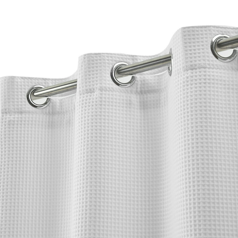 No Hooks Required Waffle Weave Shower Curtain with Snap-In Liner - Hotel  Style S