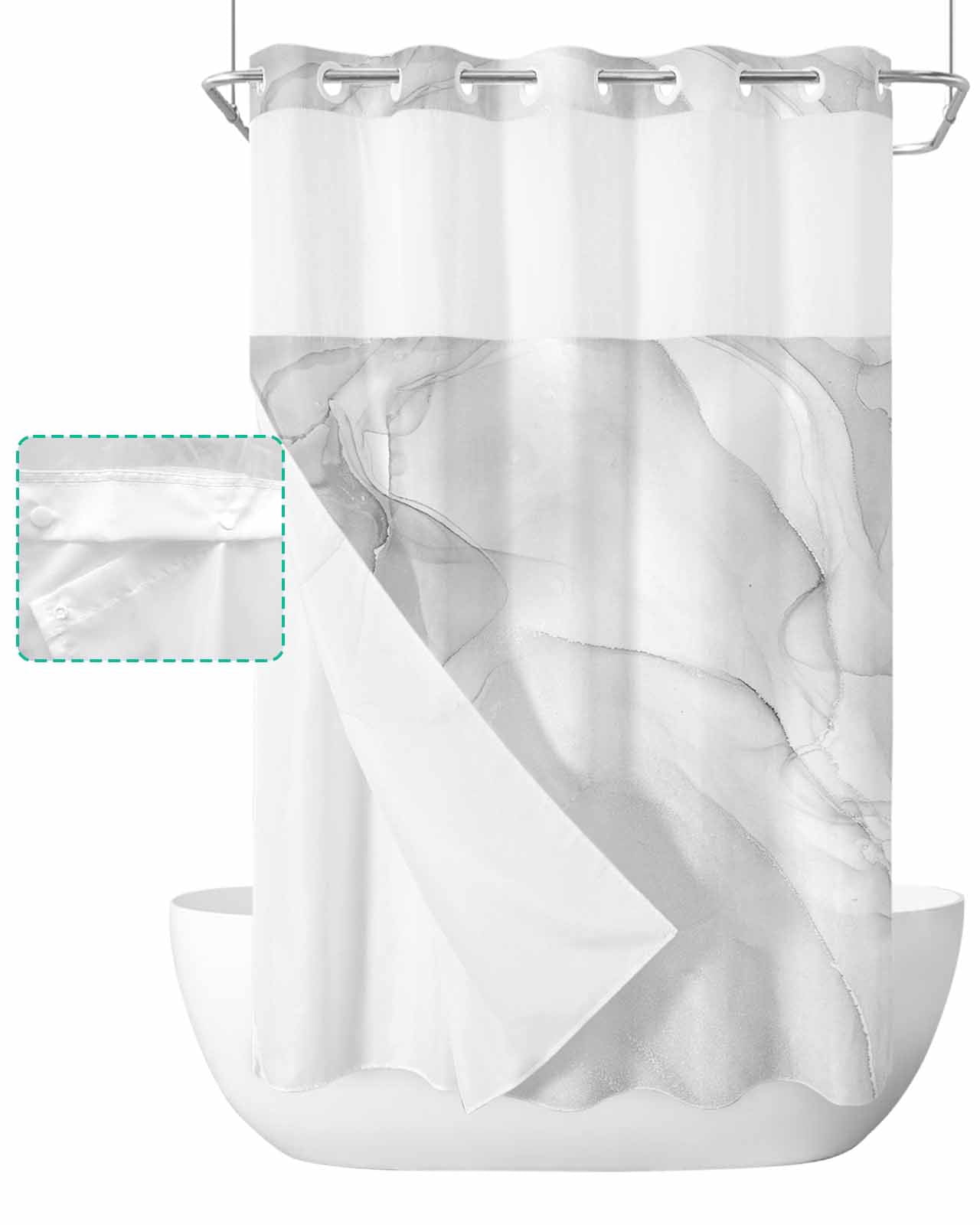 No Hook Shower Curtain with Snap in Liner Abstract Agate Modern