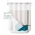 thumbnail image 1 of No Hook Shower Curtain with Snap in Liner, Abstract Gemoetric Art Turquoise Color Block Hotel Shower Curtains for Bathroom, Washable Shower Curtain Liner Set with Mesh Top Window, 66"x72", 1 of 6