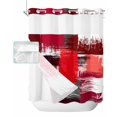 thumbnail image 1 of No Hook Shower Curtain with Snap in Liner, Abstract Geometric Red Oil Painting Hotel Shower Curtains for Bathroom, Washable Shower Curtain Liner Set with Mesh Top Window, 72”x78”, 1 of 6