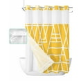 thumbnail image 1 of No Hook Shower Curtain with Snap in Liner, Abstract Geometric White Line Yellow Texture Hotel Shower Curtains for Bathroom, Washable Shower Curtain Liner Set with Mesh Top Window, 60"x72", 1 of 6