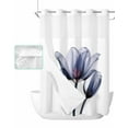 thumbnail image 1 of No Hook Shower Curtain with Snap in Liner, Abstract Ombre Blue Tulip Ray White Hotel Shower Curtains for Bathroom, Washable Shower Curtain Liner Set with Mesh Top Window, 72"x84", 1 of 1
