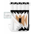 thumbnail image 1 of No Hook Shower Curtain with Snap in Liner, Boho Brown White Black Geometric Moroccan Rustic Farmhouse Shower Curtains for Bathroom, Washable Shower Curtain Liner Set with Mesh Top Window, 72"x84", 1 of 6
