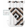 thumbnail image 1 of No Hook Shower Curtain with Snap in Liner, Boho Moroccan Brown Black and White Striped Geometric Hotel Shower Curtains for Bathroom, Washable Shower Curtain Liner Set with Mesh Top Window, 36"x72", 1 of 6