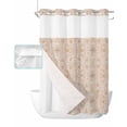 thumbnail image 1 of No Hook Shower Curtain with Snap in Liner, Boho Retro Tribal Persian Style Flowers Hotel Shower Curtains for Bathroom, Washable Shower Curtain Liner Set with Mesh Top Window, 48"x72", 1 of 6