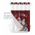 thumbnail image 1 of No Hook Shower Curtain with Snap in Liner, Christmas Cartoon Snowman Red Black Plaid Hotel Shower Curtains for Bathroom, Washable Shower Curtain Liner Set with Mesh Top Window, 72"x96", 1 of 6