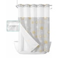 thumbnail image 1 of No Hook Shower Curtain with Snap in Liner, Christmas Gold and White Snowflake Grey Hotel Shower Curtains for Bathroom, Washable Shower Curtain Liner Set with Mesh Top Window, 72"x84", 1 of 6