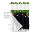 thumbnail image 1 of No Hook Shower Curtain with Snap in Liner, Christmas Snowflake Balls Pine Needle Black Hotel Shower Curtains for Bathroom, Washable Shower Curtain Liner Set with Mesh Top Window, 48"x72", 1 of 6