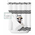 thumbnail image 1 of No Hook Shower Curtain with Snap in Liner, Farm Cow Rooster Watercolor Flower Black White Check Plaid Shower Curtains for Bathroom, Washable Shower Curtain Liner Set with Mesh Top Window, 66"x72", 1 of 6