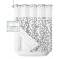 thumbnail image 1 of No Hook Shower Curtain with Snap in Liner, Farmhouse Botanical White Leaves Pattern Hotel Shower Curtains for Bathroom, Washable Shower Curtain Liner Set with Mesh Top Window, 66"x72", 1 of 6