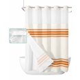 thumbnail image 1 of No Hook Shower Curtain with Snap in Liner, Farmhouse Orange Stripe Hotel Shower Curtains for Bathroom, Washable Shower Curtain Liner Set with Mesh Top Window, 72"x96", 1 of 6