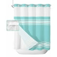 thumbnail image 1 of No Hook Shower Curtain with Snap in Liner, Farmhouse Teal White Stripe Hotel Shower Curtains for Bathroom, Washable Shower Curtain Liner Set with Mesh Top Window, 66"x72", 1 of 6