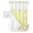 thumbnail image 1 of No Hook Shower Curtain with Snap in Liner, Green Plant Branches Flower Yellow Hotel Shower Curtains for Bathroom, Washable Shower Curtain Liner Set with Mesh Top Window, 36"x72", 1 of 6