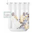 thumbnail image 1 of No Hook Shower Curtain with Snap in Liner, Hand Drawn Watercolor Yellow Blue Floral White Hotel Shower Curtains for Bathroom, Washable Shower Curtain Liner Set with Mesh Top Window, 72”x78”, 1 of 6