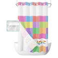 thumbnail image 1 of No Hook Shower Curtain with Snap in Liner, LOVE IS LOVE Rainbow Colored Plaid Hotel Shower Curtains for Bathroom, Washable Shower Curtain Liner Set with Mesh Top Window, 36"x72", 1 of 6