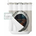 thumbnail image 1 of No Hook Shower Curtain with Snap in Liner, Moon Moth Mirror Faced Withered Leaf Butterfly Hotel Shower Curtains for Bathroom, Washable Shower Curtain Liner Set with Mesh Top Window, 66"x72", 1 of 6