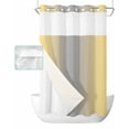 thumbnail image 1 of No Hook Shower Curtain with Snap in Liner, Ombre Abstract Gradient Lemon Yellow and Gray Hotel Shower Curtains for Bathroom, Washable Shower Curtain Liner Set with Mesh Top Window, 54"x78", 1 of 6