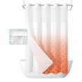 thumbnail image 1 of No Hook Shower Curtain with Snap in Liner, Orange White Ombre Geometric Trellis Morrocan Hotel Shower Curtains for Bathroom, Washable Shower Curtain Liner Set with Mesh Top Window, 36"x72", 1 of 6