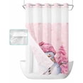 thumbnail image 1 of No Hook Shower Curtain with Snap in Liner, Pink Snowman Christmas Tree Winter Snowflake Hotel Shower Curtains for Bathroom, Washable Shower Curtain Liner Set with Mesh Top Window, 36"x78", 1 of 6