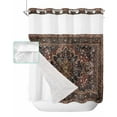 thumbnail image 1 of No Hook Shower Curtain with Snap in Liner, Retro Flower Art Carving Textures in Egyptian Style Hotel Shower Curtains for Bathroom, Washable Shower Curtain Liner Set with Mesh Top Window, 66"x72", 1 of 6